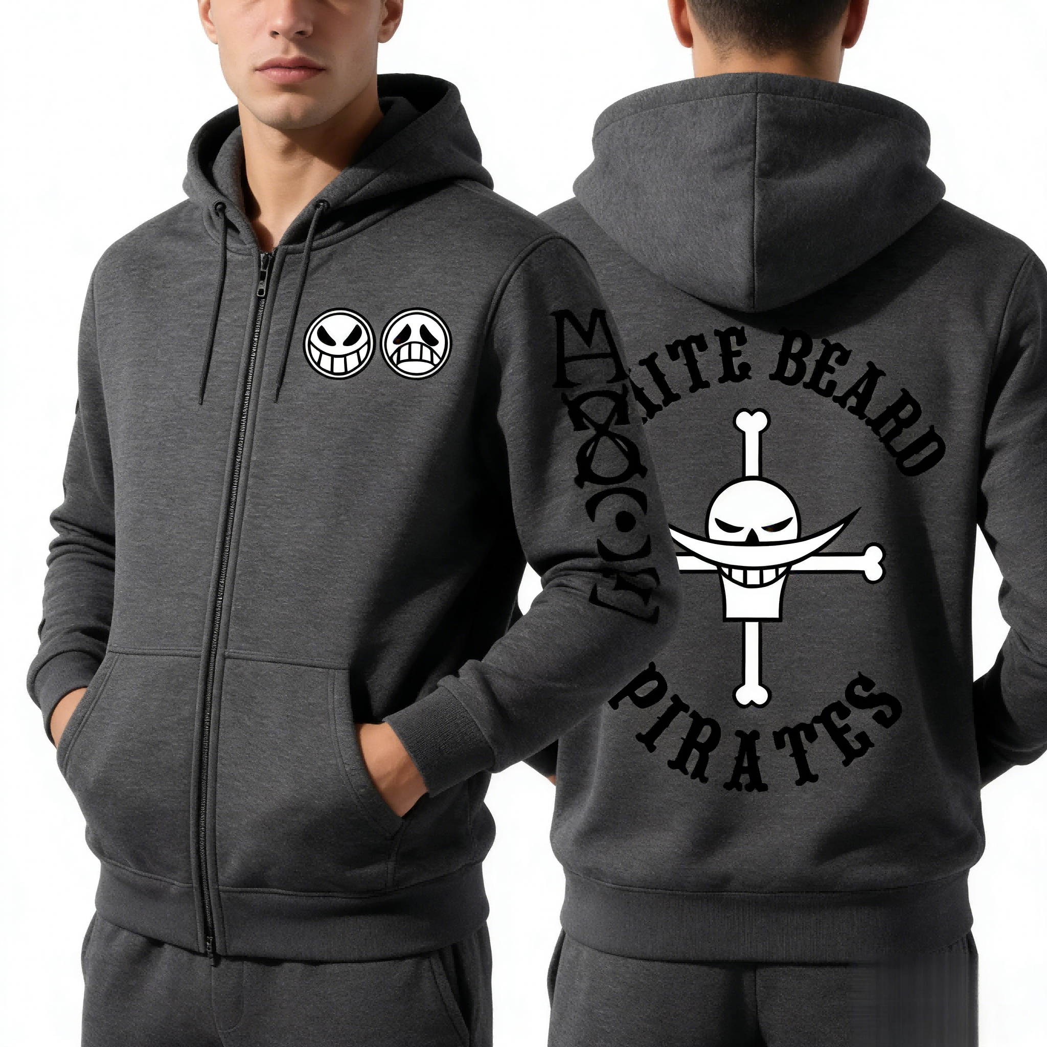 Graphic Hoodie Streetwear - Unisex One Piece Skull Graphic Print