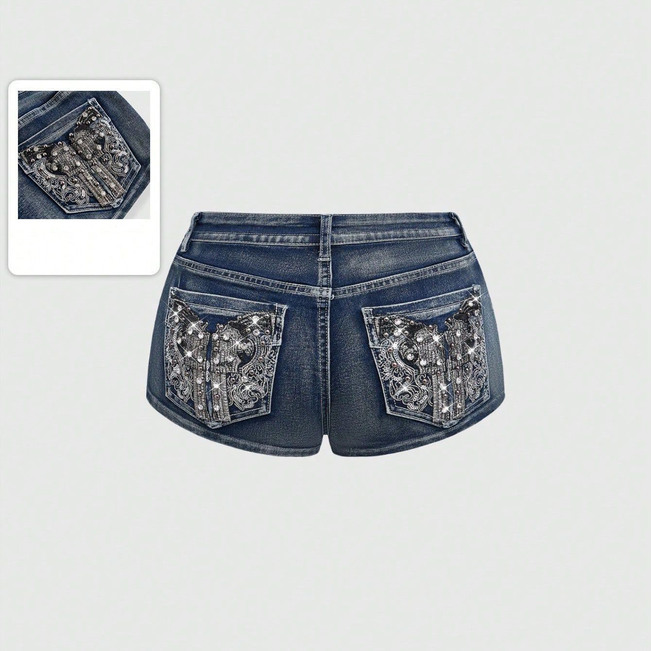 Summer Rhinestone Embroidered  – обзор и цена Street Fashion Denim