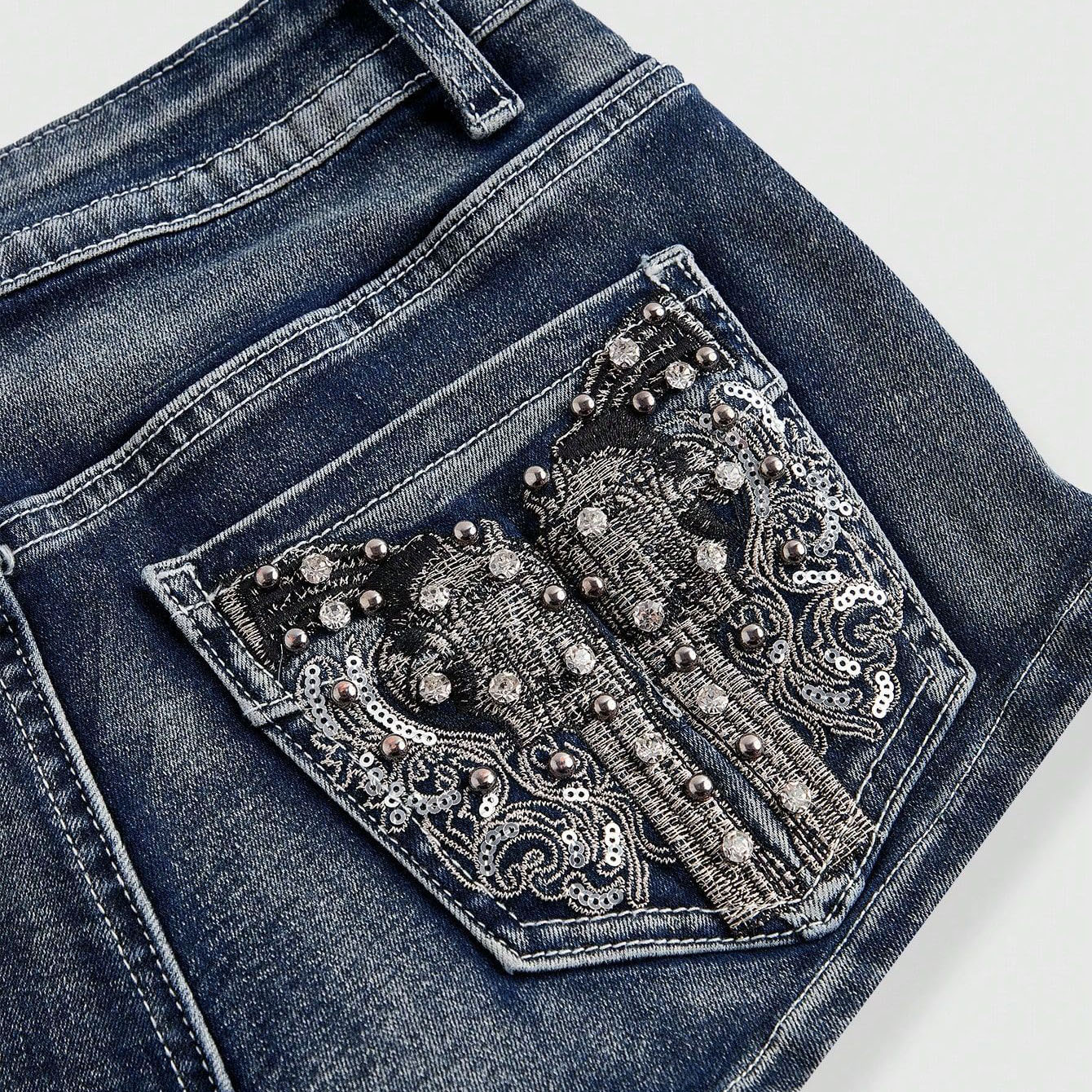 Summer Rhinestone Embroidered  – обзор и цена Street Fashion Denim