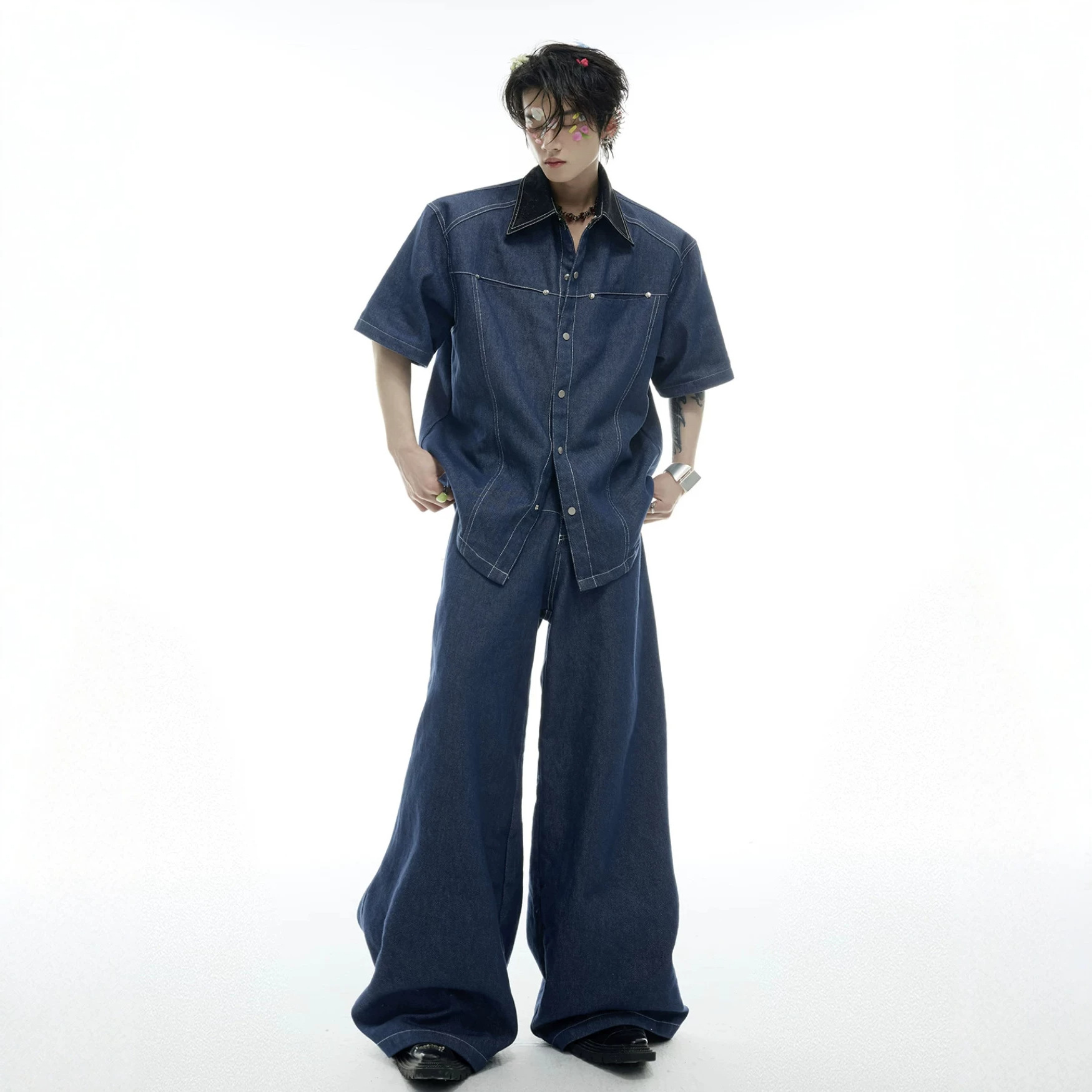 Summer Men's Denim Matching Se – обзор и цена Street Fashion Denim