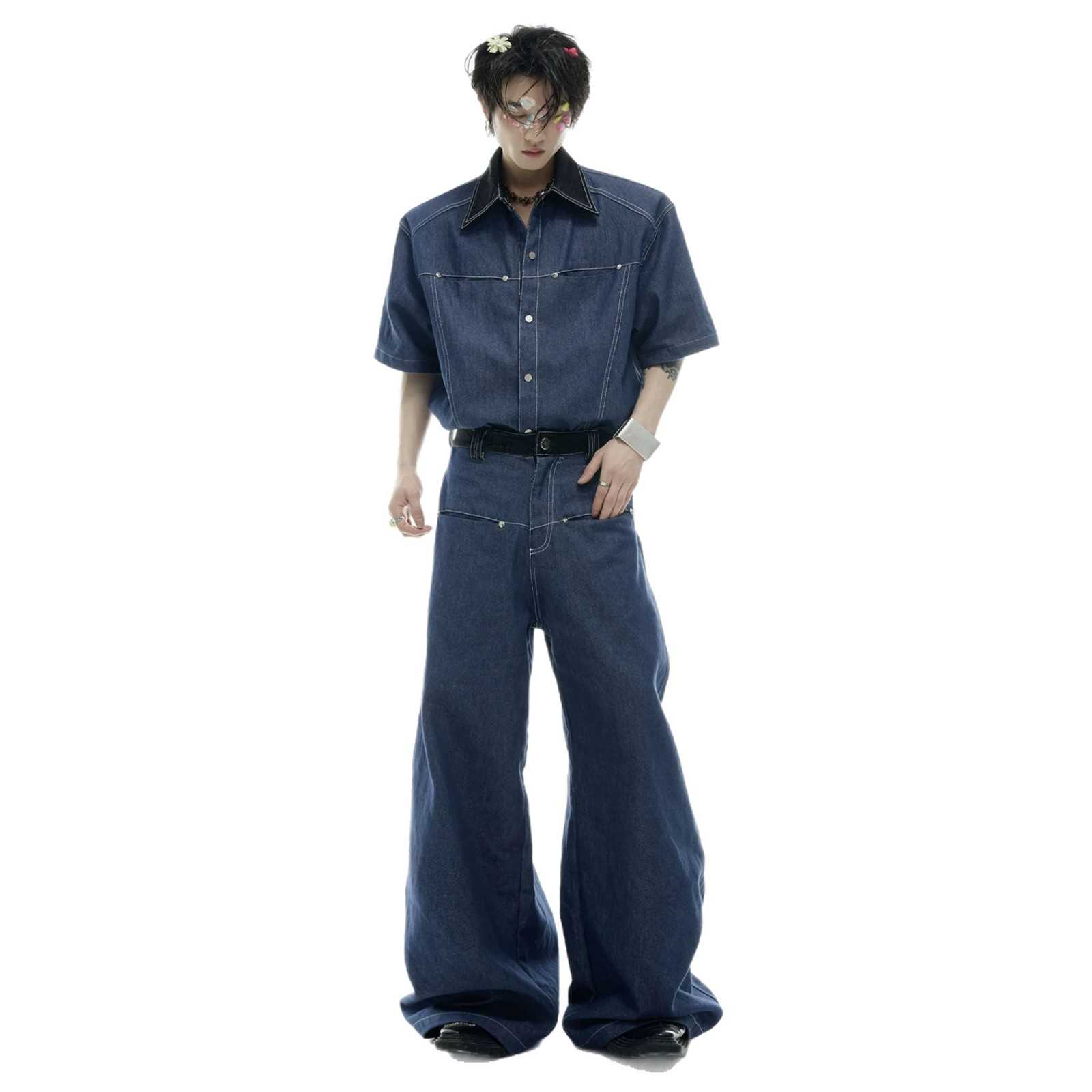 Summer Men's Denim Matching Se – обзор и цена Street Fashion Denim
