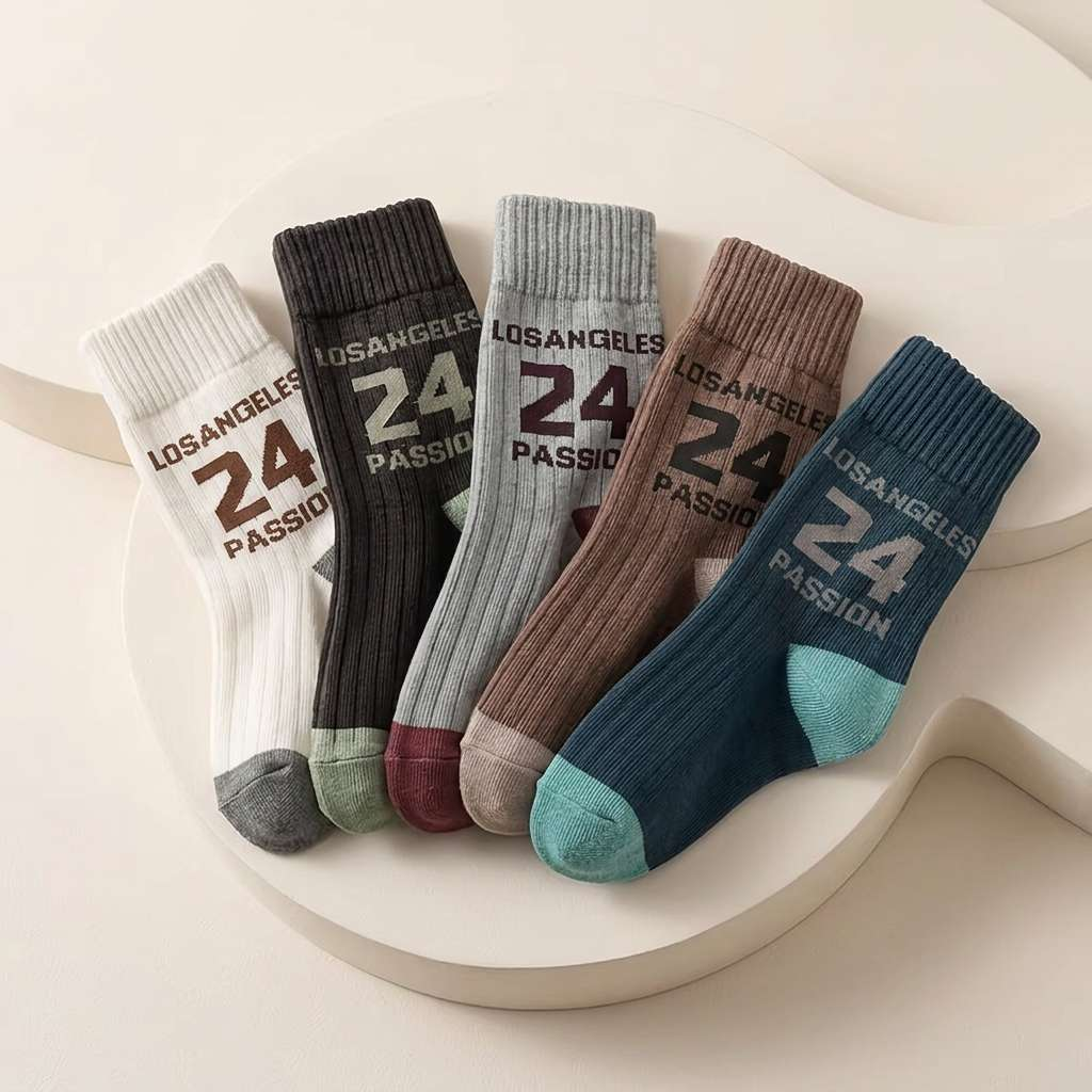5 Pairs Boys Mid-Calf Socks, F – обзор и цена Street Fashion For Boy