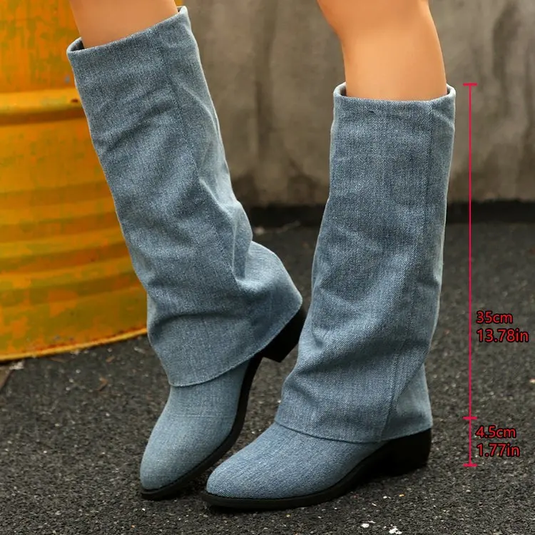 Women's Knee High Boots Autumn – обзор и цена Street Fashion Denim