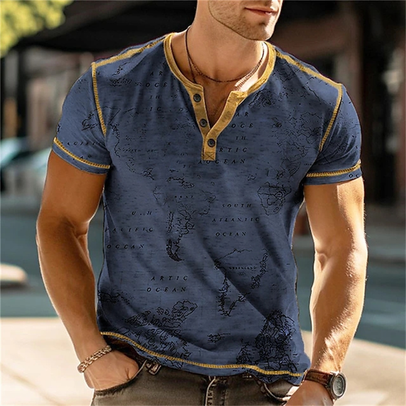 Men's Henry Shirts Funny 3D Pr – обзор и цена Street Fashion Vintage