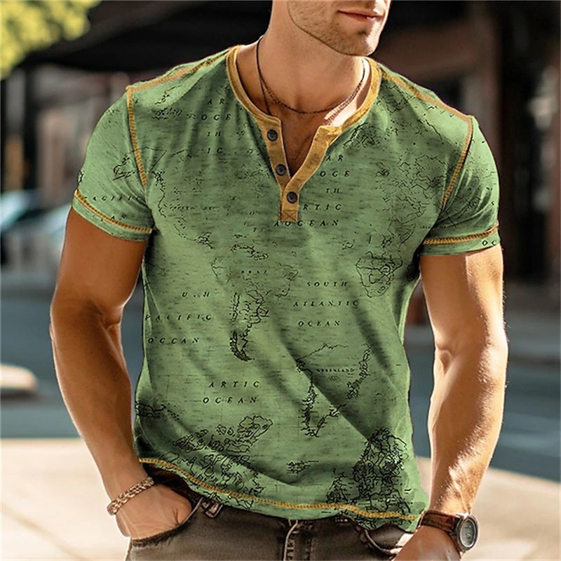 Men's Henry Shirts Funny 3D Pr – обзор и цена Street Fashion Vintage